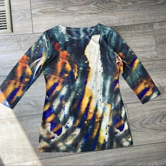 Cartise Cut Out Shoulder Tie Dye Sequins Stretchy Tunic - Picture 12 of 15